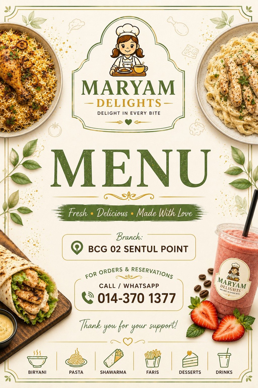 Maryam Delights Full Menu